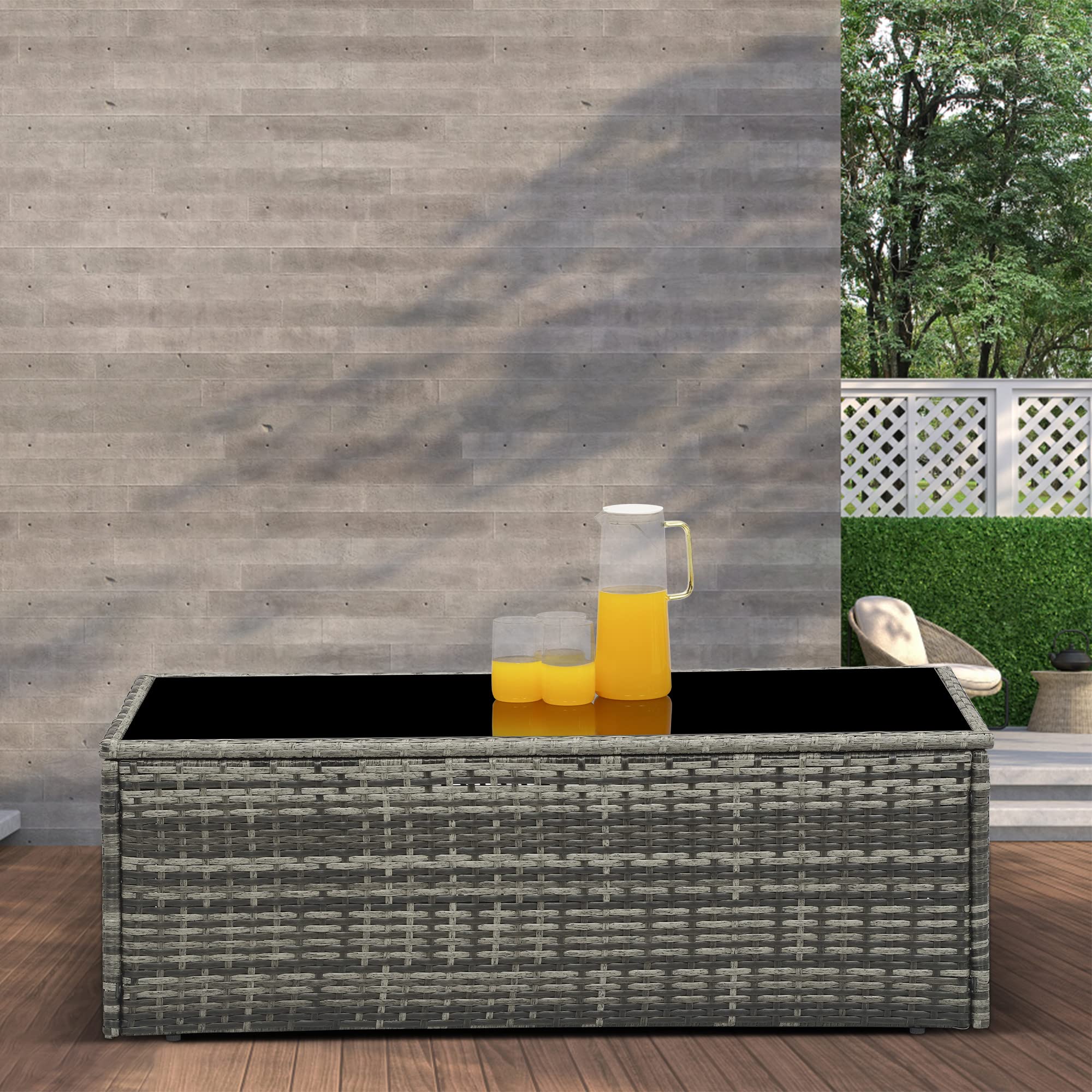 Buy SUNVIVI OUTDOOR Outdoor Coffee Tables for Patio, Grey Wicker Coffee