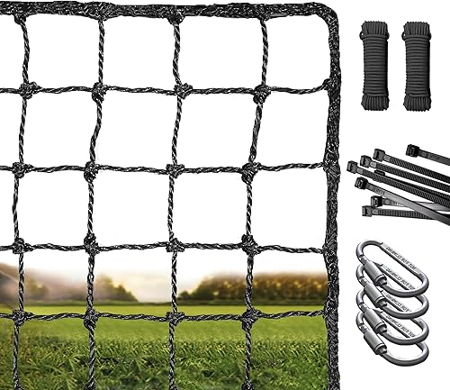 Redes de protección trasera de béisbol y sóftbol, red deportiva resistente con kit para colgar, barrera de red deportiva para patio trasero, red de