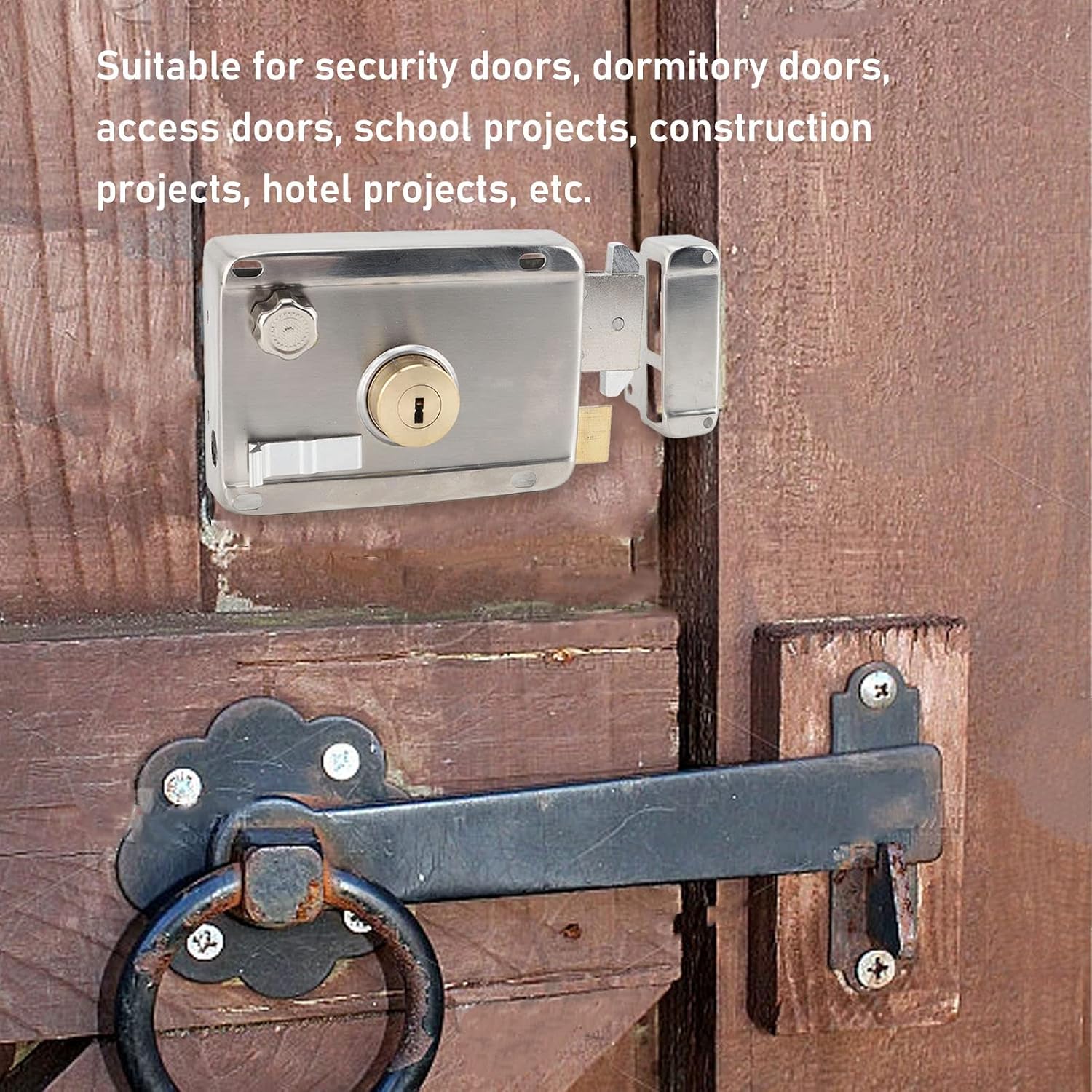 Hilitand Exterior Mechanical Anti Theft Lock, Stainless Steel Concealed Handle Door Lock with Multiple Keys for School Construction Hotel Projects