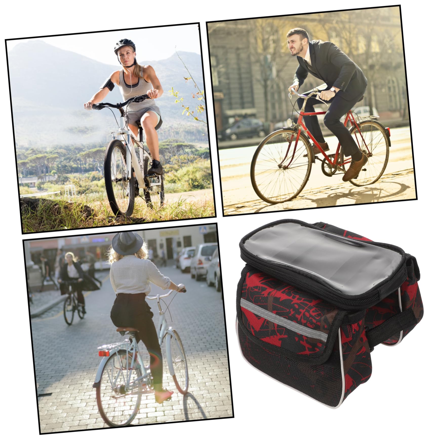 INOOMP 4 Stück Fahrrad Handy Halterung Satteltasche Abnehmbare Fahrradtasche für Smartphones mit Regenschutz für Straßen und Mountainbikes für Schlüssel und Geld