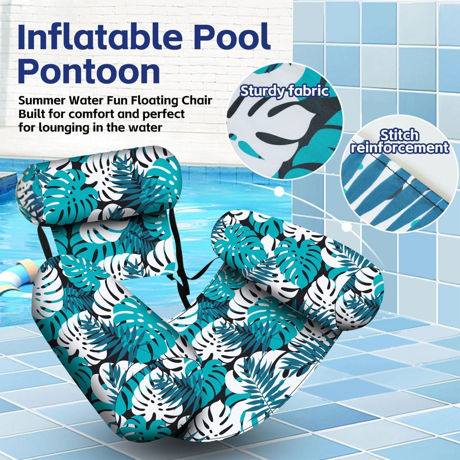 Lot de 2,Hamac de Piscine Gonflable, Fauteuil Flottant pour Adultes, Tropical