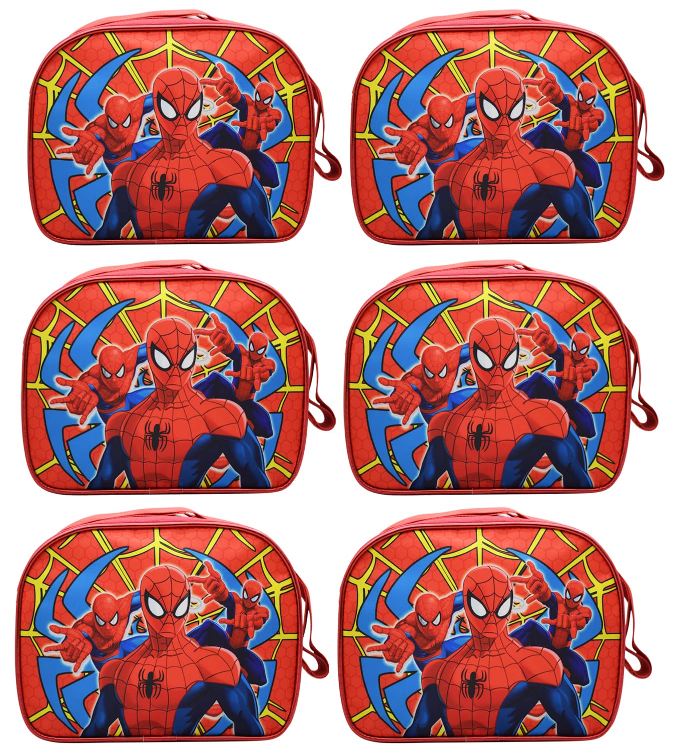 AseraPolycotton Unisex Birthday Return Gifts Sling Bag/Picnic Bag Cartoon Theme Bags For Kids (Spiderman Set Of 6 Pcs), Multicolour