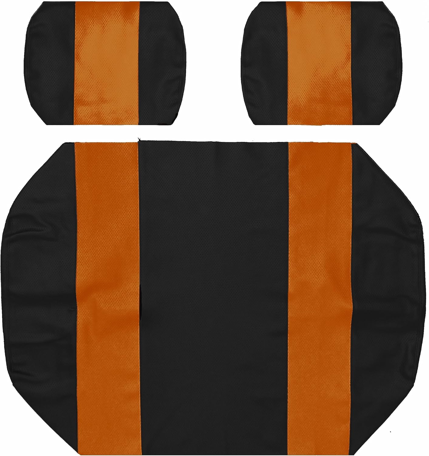 Seat Cover Replacement for Pre-2000 Club Car DS Golf Cart - Front Bench Seat - Premium Marine Vinyl - 5 Panel Stitching - Staple On Installation - Two-Tone Golf Cart Seat Covers (Black & Orange)