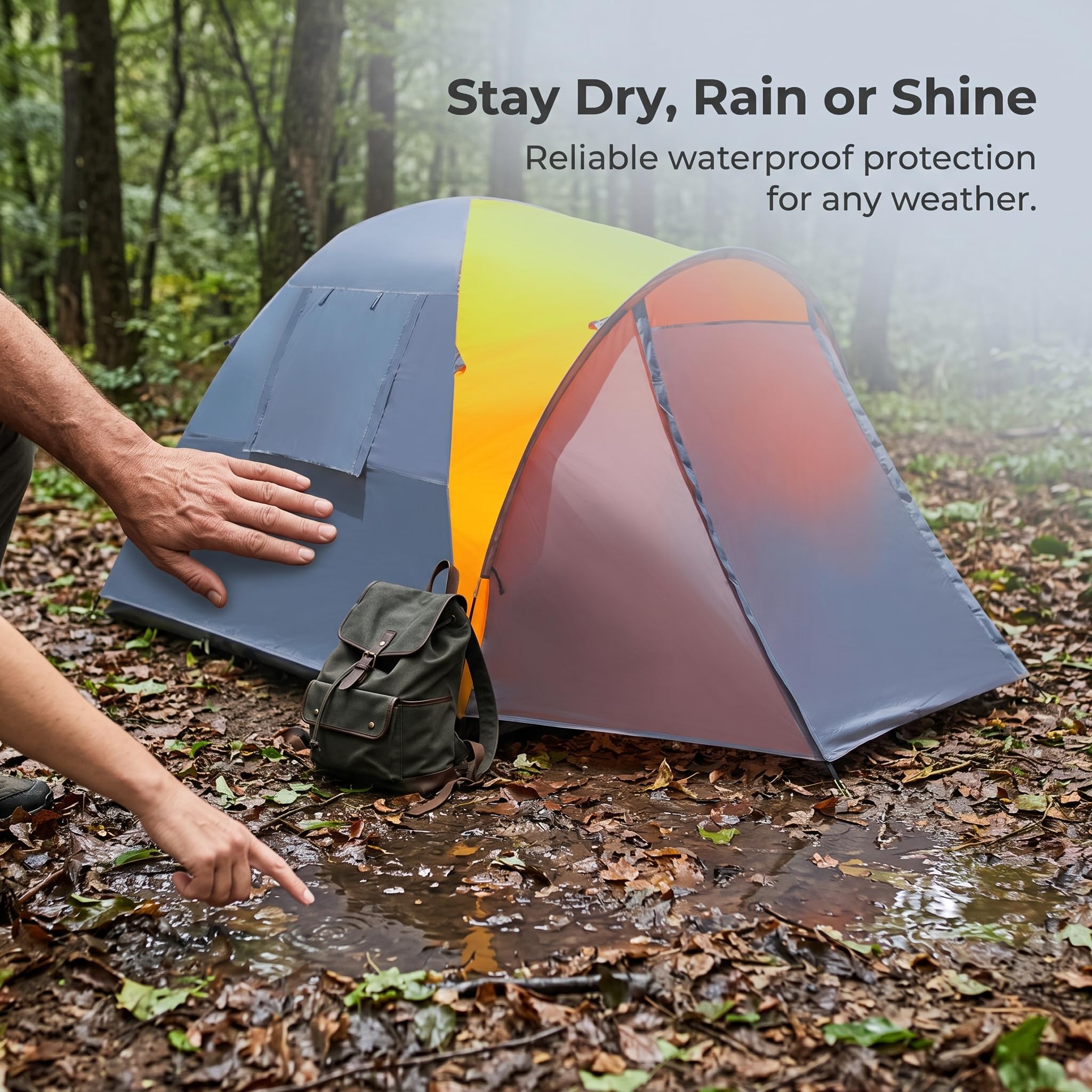 Camping Zelt 4 Personen wasserdicht, Up Zelt für 3 Personen, winddichtes Allwetter-Zelt