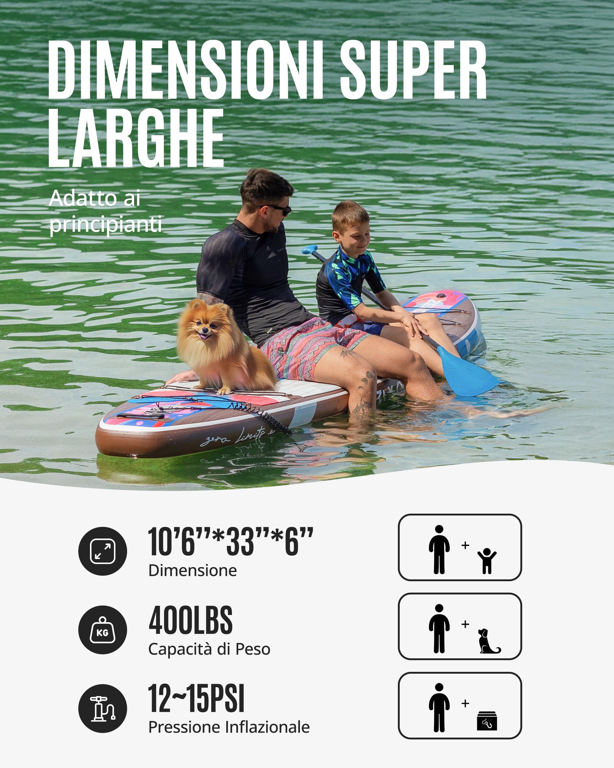 ZLX 2-osobowa nadmuchiwana wiosła dla dorosłych 320 x 84 cm, wiosła stojąca z siedziskiem kajakowym, kompletna deska z akcesoriami, dla początkujących i wszystkich poziomów