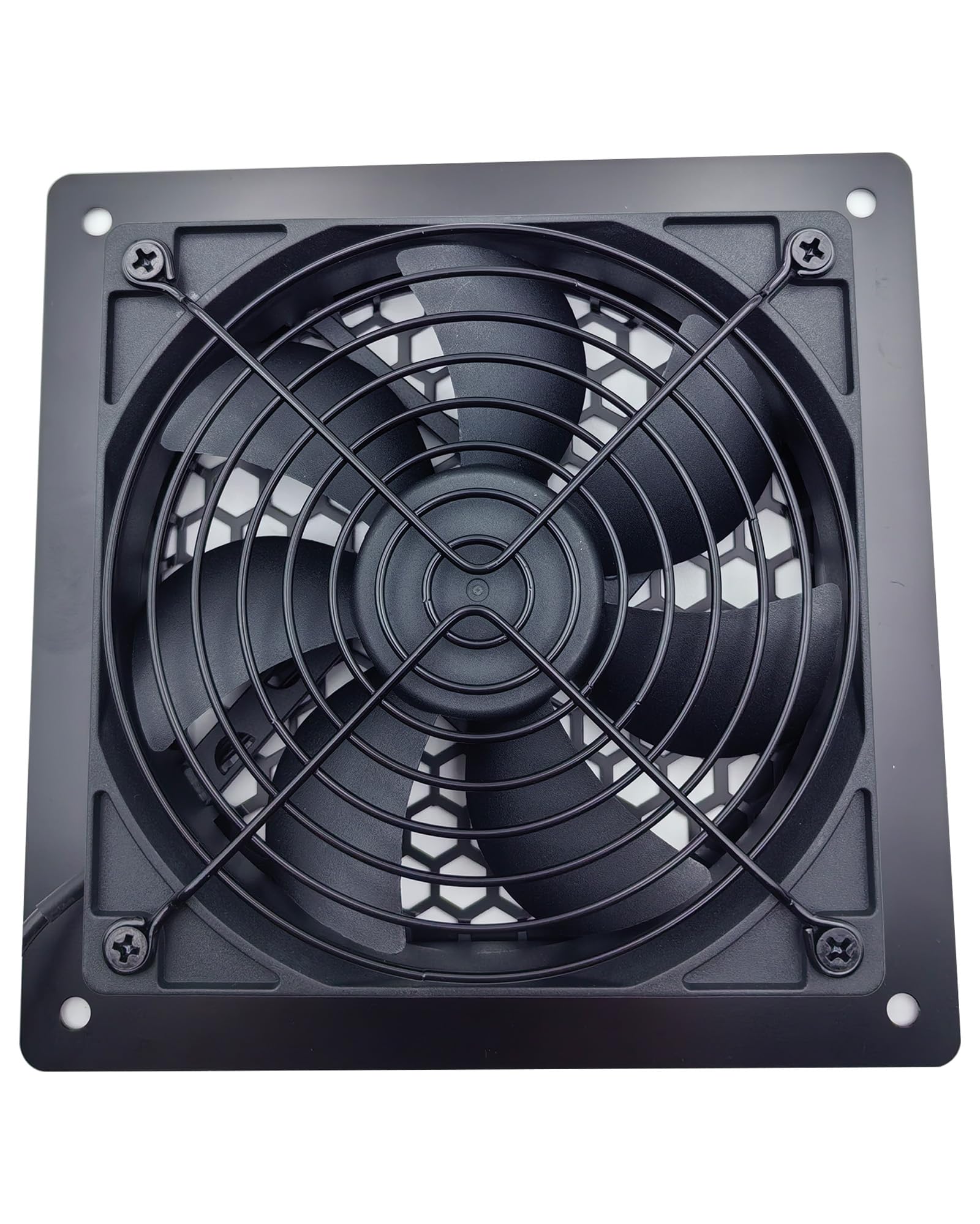Ventilateur USB 120 mm, système silencieux contrôlé par la température, ventilateur 5 V avec cadre moderne en aluminium brossé noir pour armoires AV home cinéma