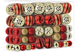 100Pcs Christmas Ball Ornaments Set: Festive Crimson and Gilded Accents for a Merry Holiday Ambiance