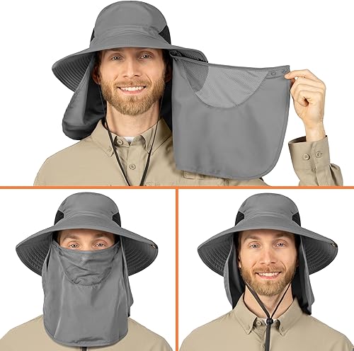 Miniatura 10 de SUN CUBE Sombrero de pesca Boonie con cara cuello solapa cubierta de ala ancha protección solar