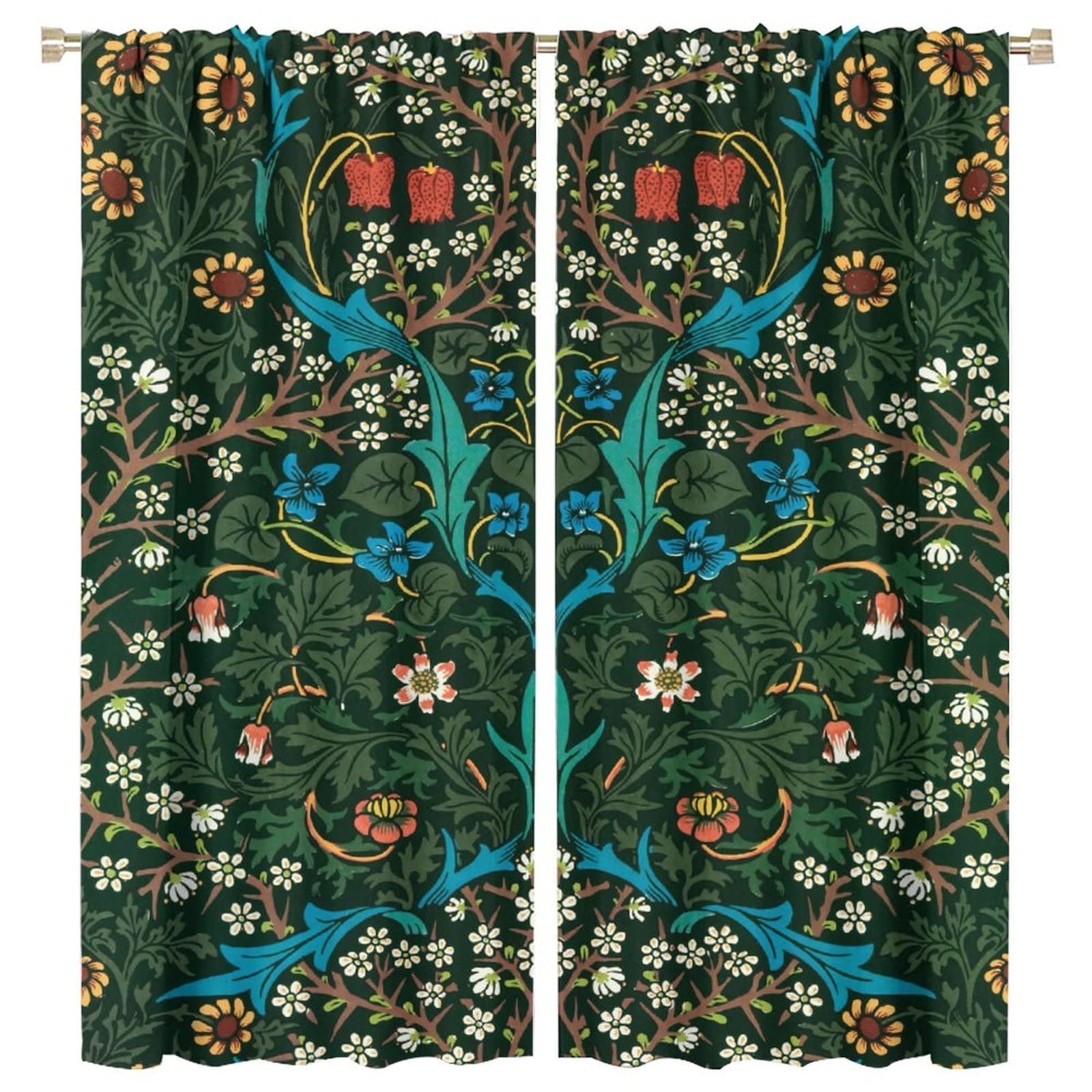 Amazon｜William Morris レトロウィンドウカーテン ボタニカル柄