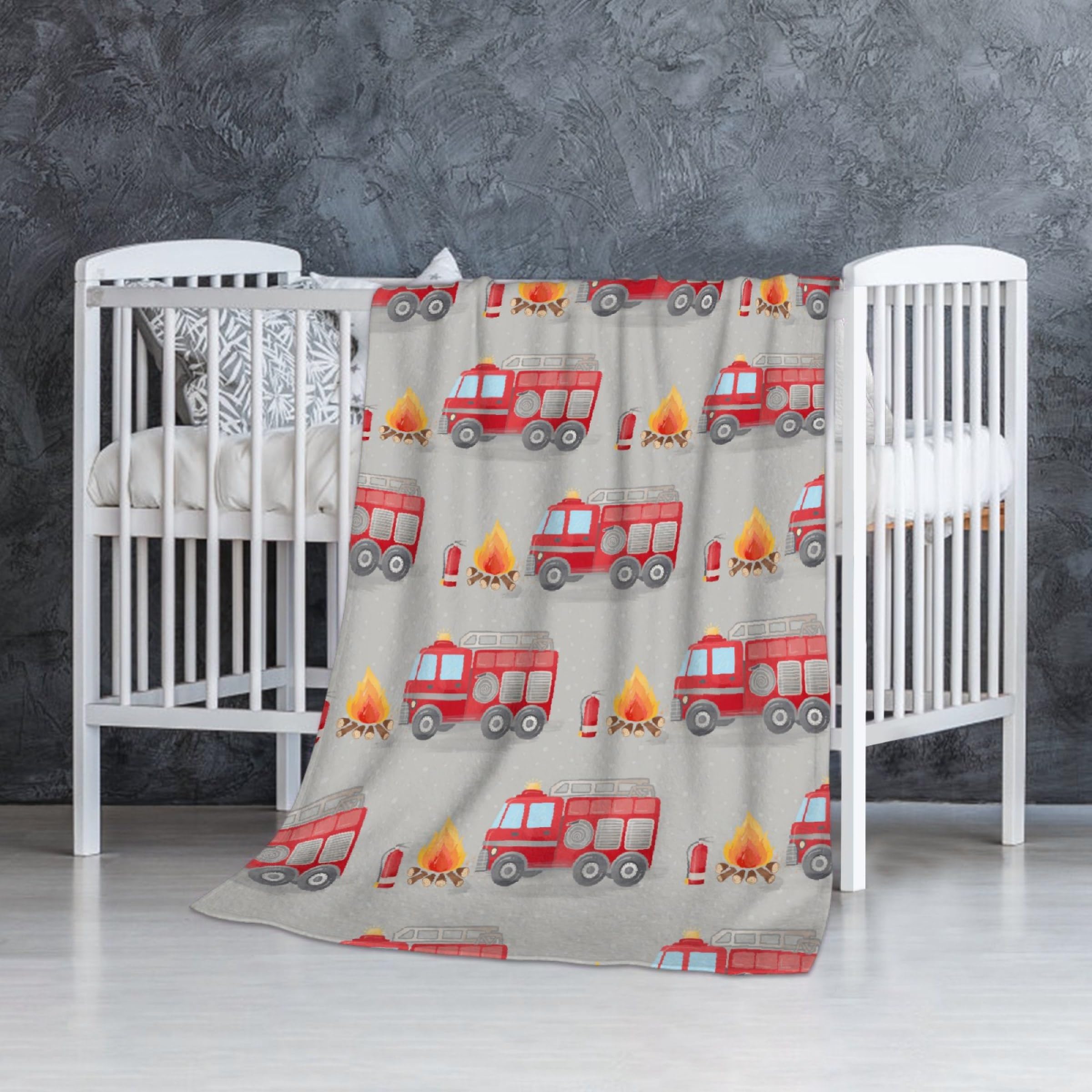 Fire Truck Fireman Baby Blanket Gifts Super Soft Swaddle Newborn Cozy Baby Receiving Blanket Stroller Throw Blanket for Crib 40x30 in forBaby/Puppy