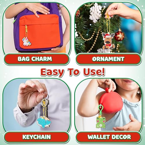 Miniatura 2 de Calendario de Adviento 2023 calendario de Adviento de manualidades y manualidades para niños, llaveros con gemas de Navidad con diamantes,