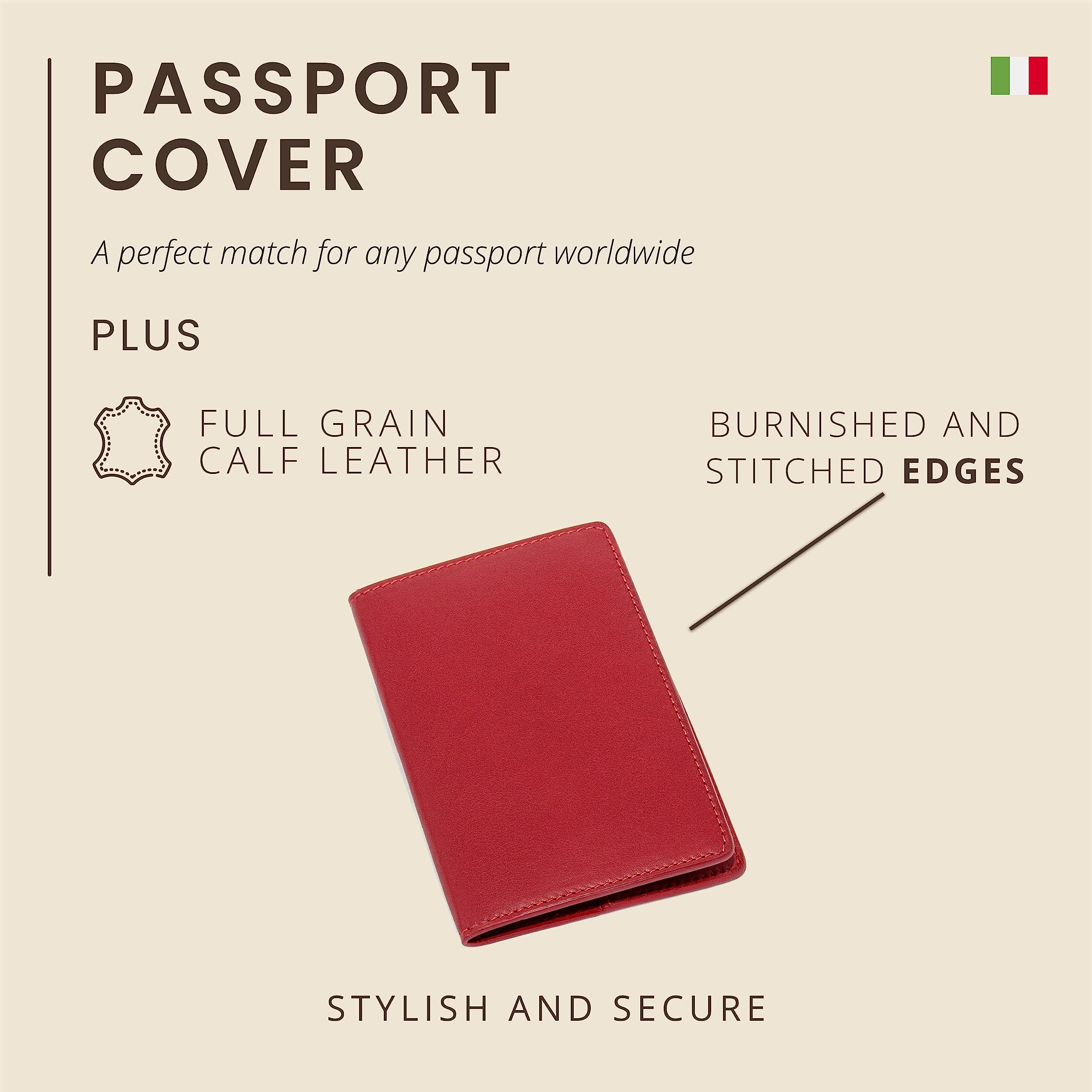 Funda para pasaportes para Hombre y Mujer - Portapasaportes 100% Cuero auténtico Plena Flor - Totalmente Hecha a Mano por Expertos artesanales en Italia - para Guardar Tus Tarjetas