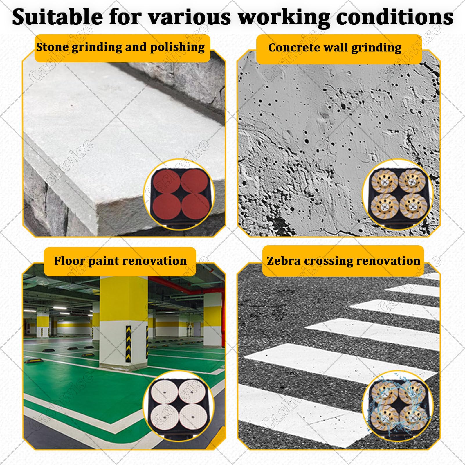 Set levigatrice per calcestruzzo a 4 teste, levigatrice per pavimenti