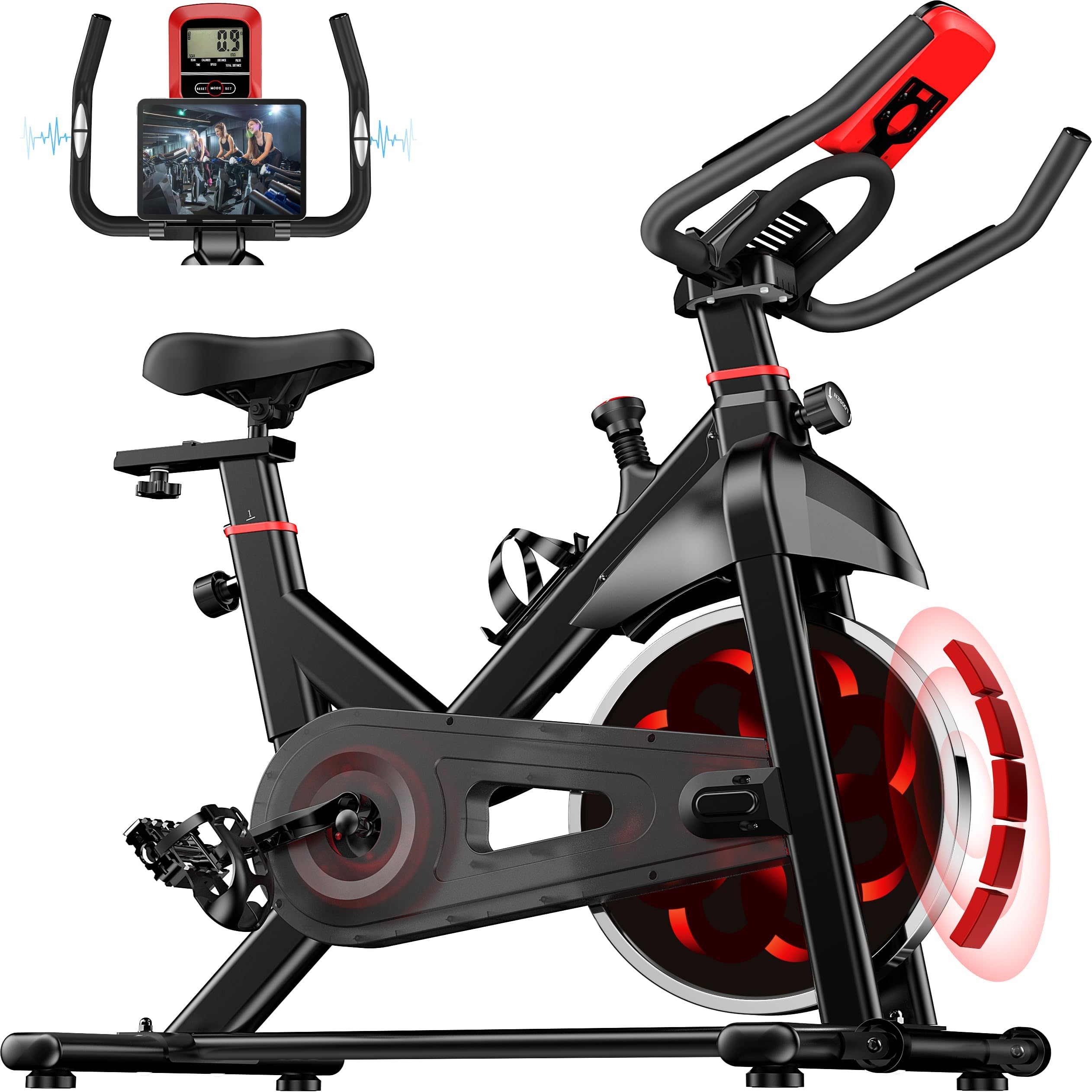 Cyclette Magnetica, Ciclismo Fitness Interno Silenzioso con Resistenza Regolabile, Display LCD, Supporto Tablet, Sella Confortevole, Capacità 150 kg