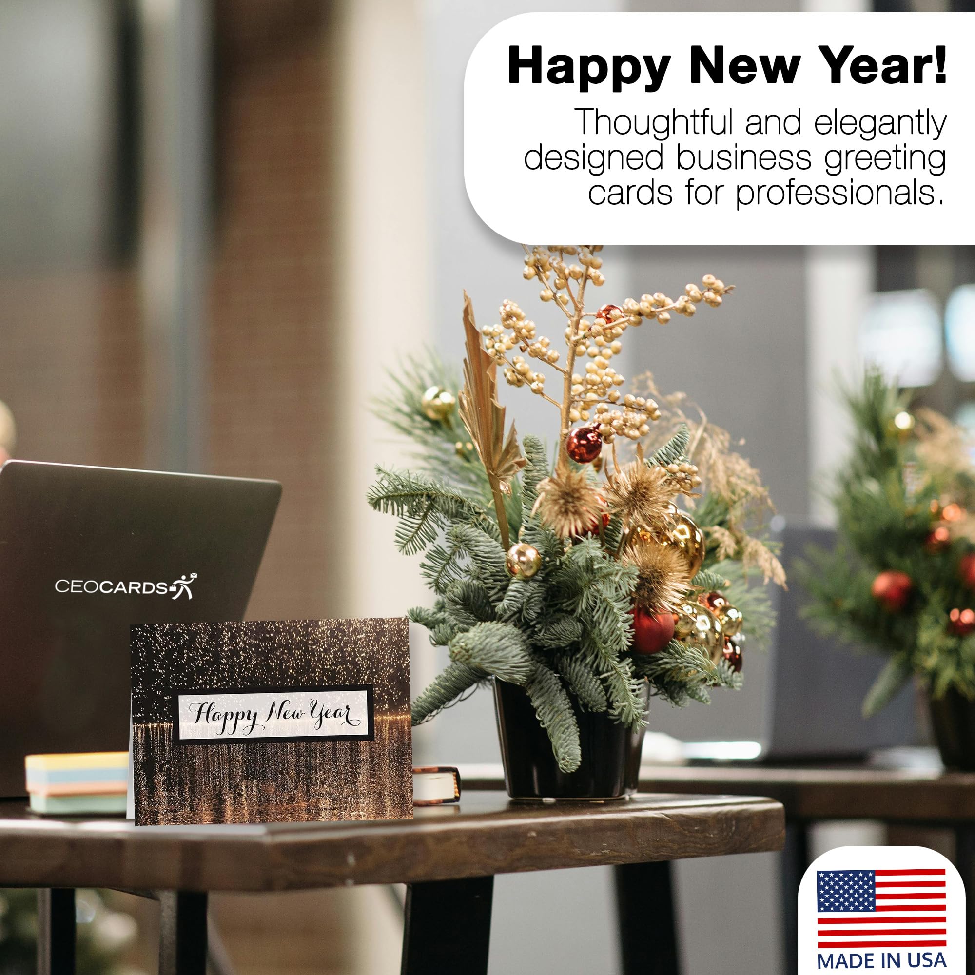 New Years Cards For Business & Family (Lights At Night) Greeting Card Set Pac