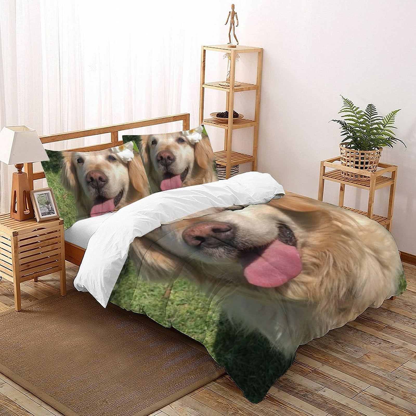Housse de couette double microfibre imprimé 3d animaux avec taies d'oreiller
