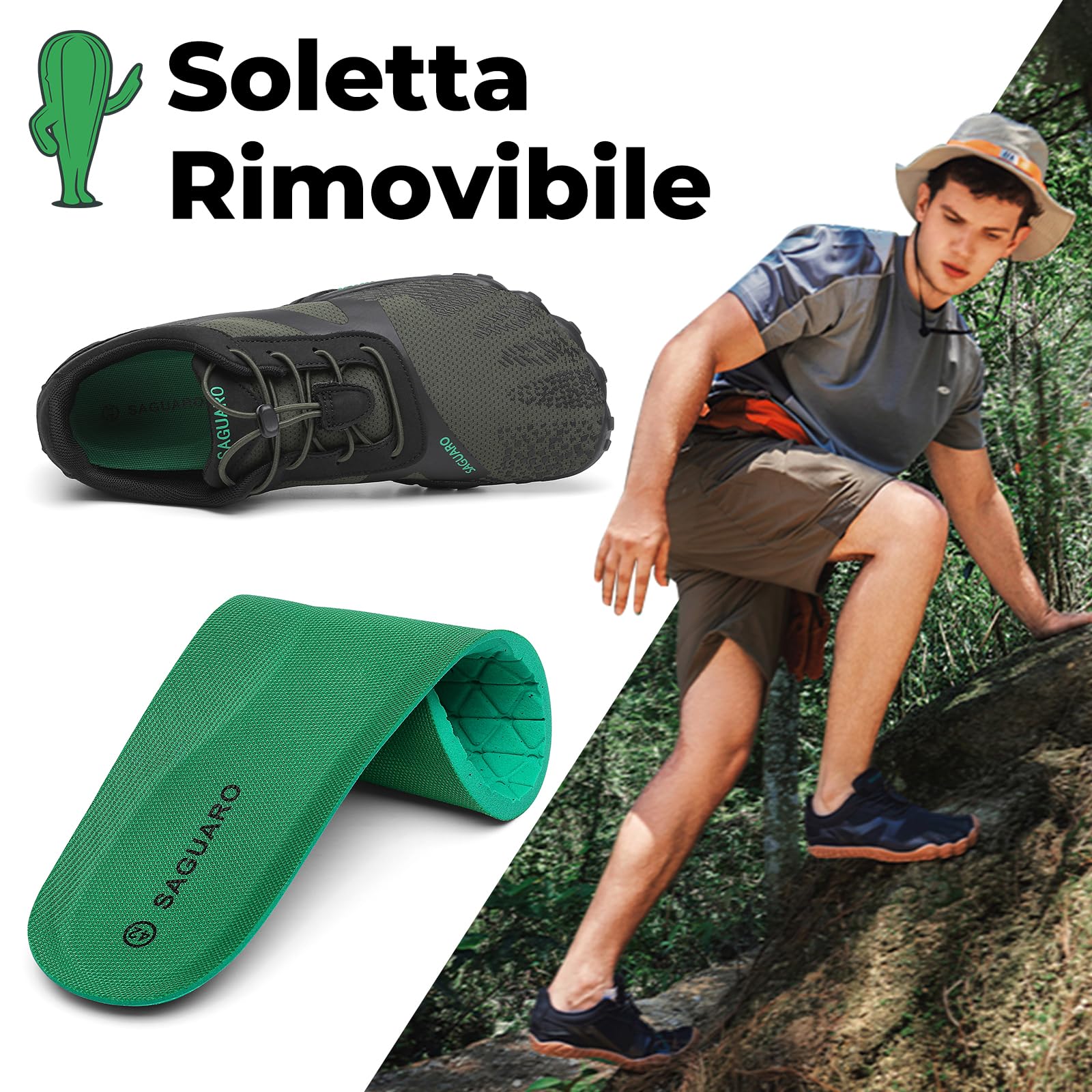 SAGUARO Scarpe Barefoot Shoes Minimaliste Scarpe da Trail Running Uomo Donna Gr.36-48