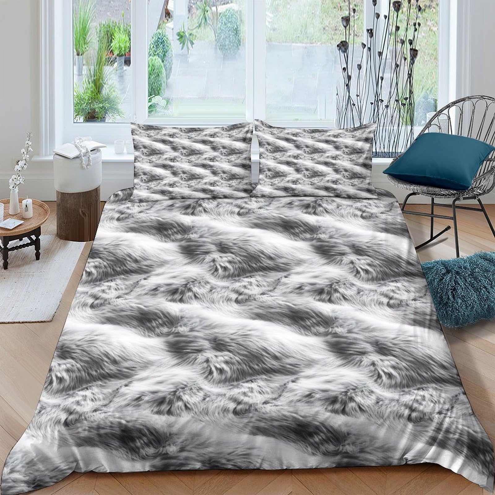Ctjqhvkz Style-1 3D Printed Monochrome Wave Fitted Sheet Microfiber Soft Breathable Abstract Stripe Bed Cover For Bedroom Decor Single（135X200cm）