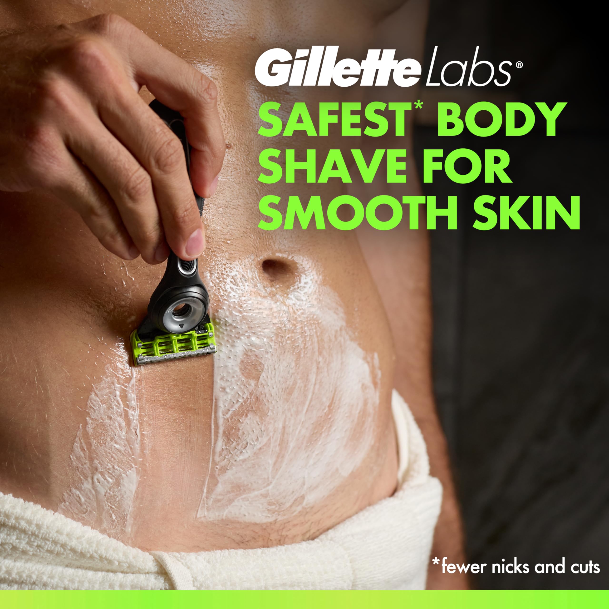 GilletteLabs Body + Intimate Razor Blade Refill Cartridges, 2 Blades and Precision Trimmer, Anti-ingrown Bar, Anti-irritation Bar, Long-lasting Lubrastrip, 12 Cartridges — view 2