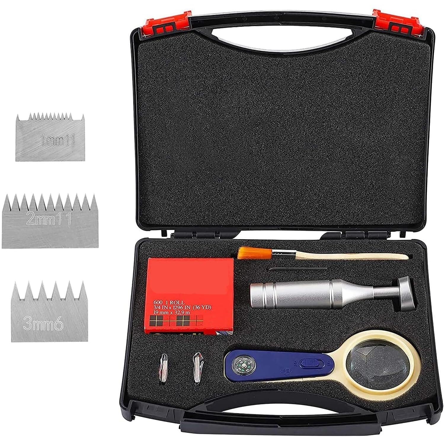 Kit tester di adesione a taglio trasversale con lente d'ingrandimento, lame da 1 mm/2 mm/3 mm, nastro 3M e pennello, strumento professionale per vernice e plastica