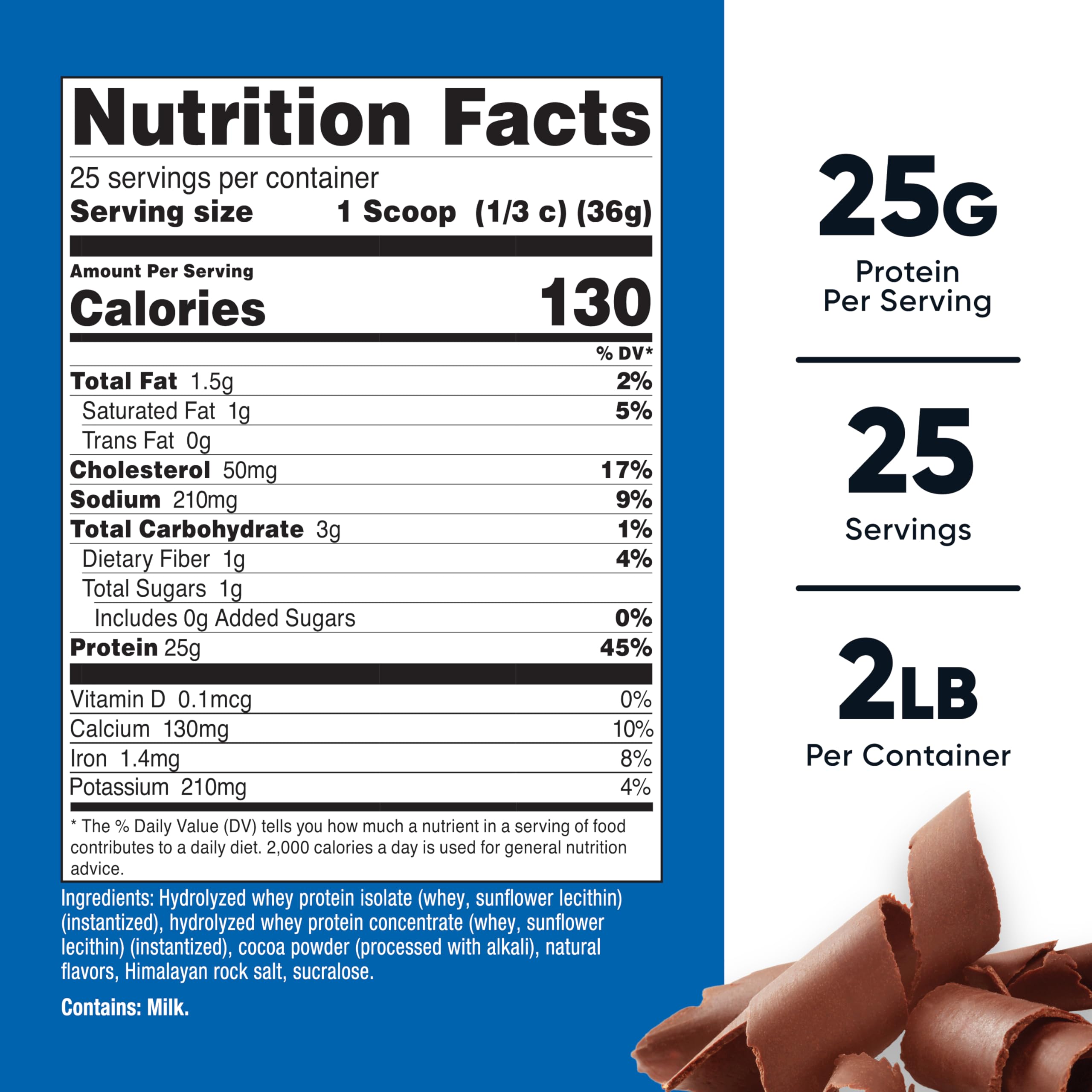 Nutricost Hydrolyzed Whey Protein Powder (Chocolate) 2 LBS - Whey Protein Hydrolysate, 25g of Protein, GMO-Free, Gluten-Free