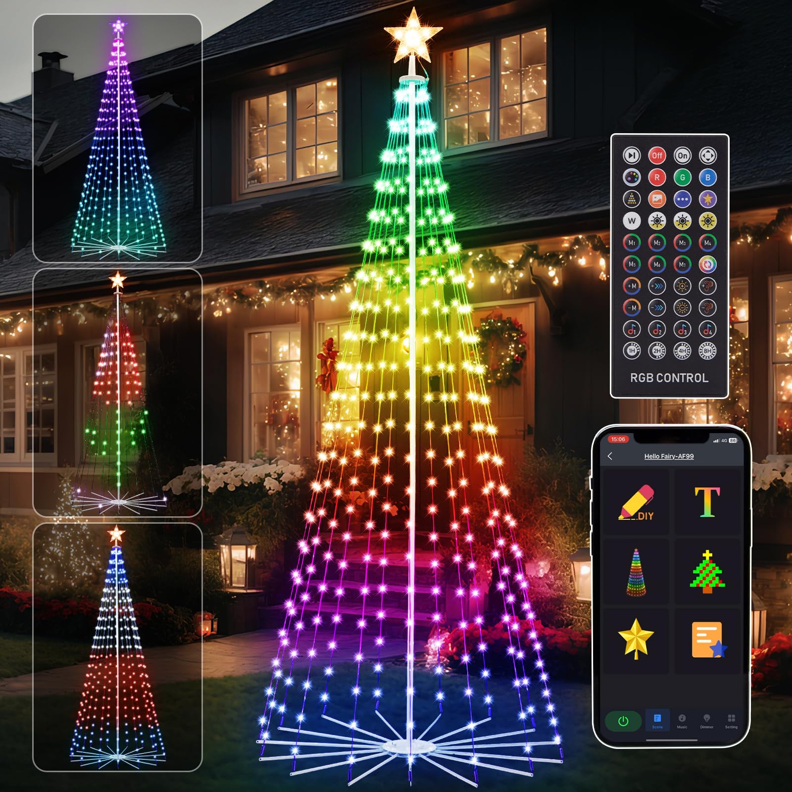 8 FT Outdoor Christmas Tree,Smart APP Remote Control RGB Color Changing DIY Timer LED Christmas Tree for Indoor Outdoor Decorations