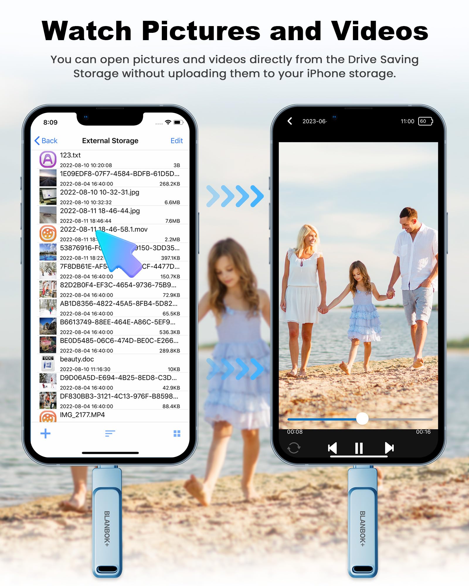 Memoria flash 3 in 1 certificata MFi per iPhone, chiavetta USB, trasferimento foto, unità di archiviazione per iPhone/iPad/Android/PC (blu, 512 GB)