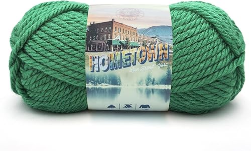Lion Brand Yarn Hometown Ovillo voluminoso, hilo color verde (Green Bay), 1 cadejo