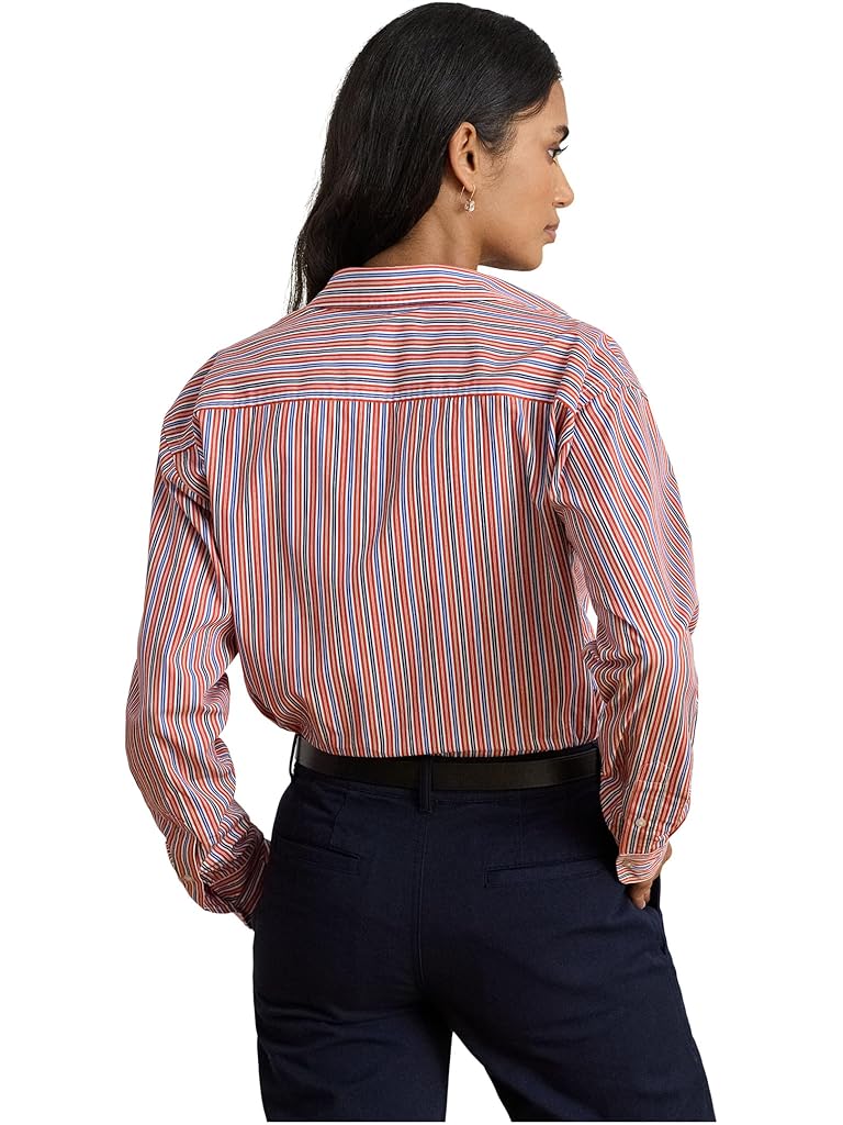 Orange Lauren Ralph Lauren Relaxed Fit Striped Broadcloth Shirt