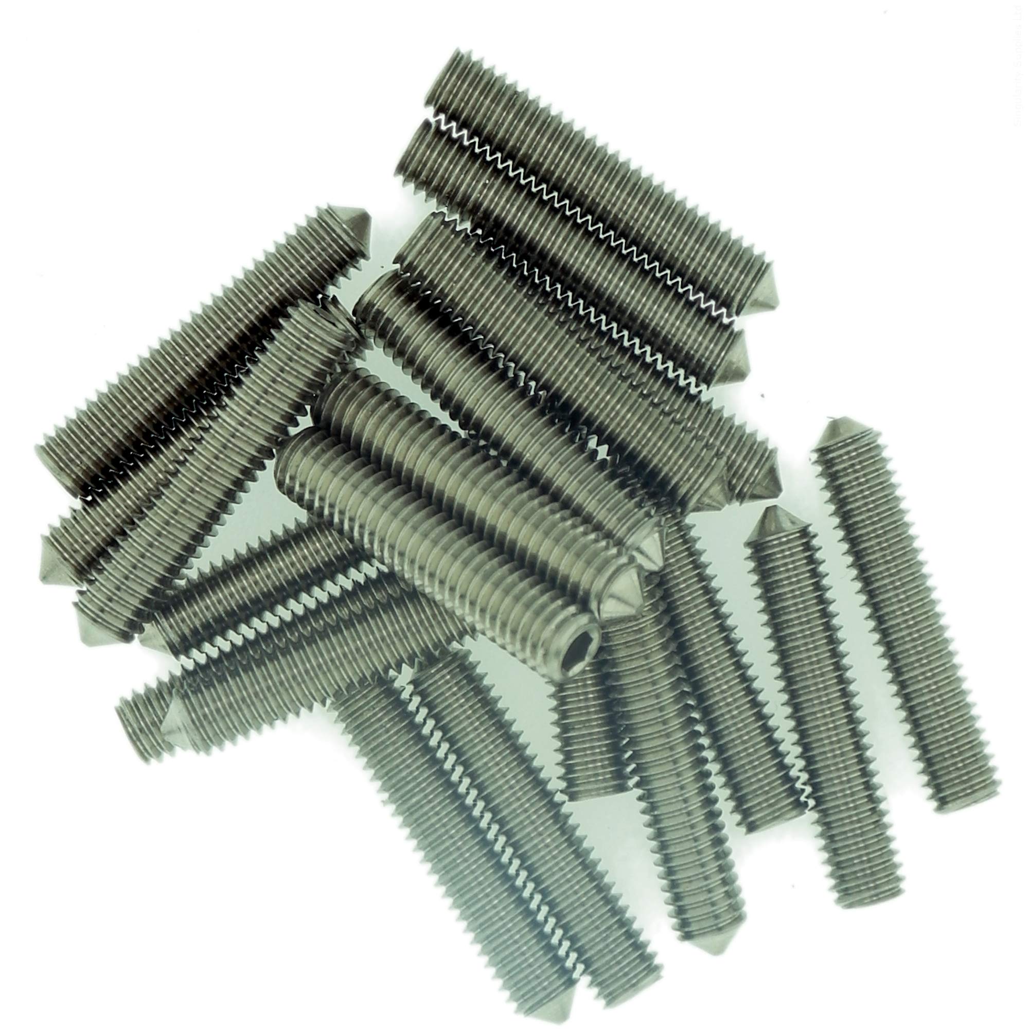 Singularity Supplies M4 (4Mm X 6Mm) Hex Socket Grub Screw (Cone Point) - Stainless Steel (A2) (Pack Of 20)