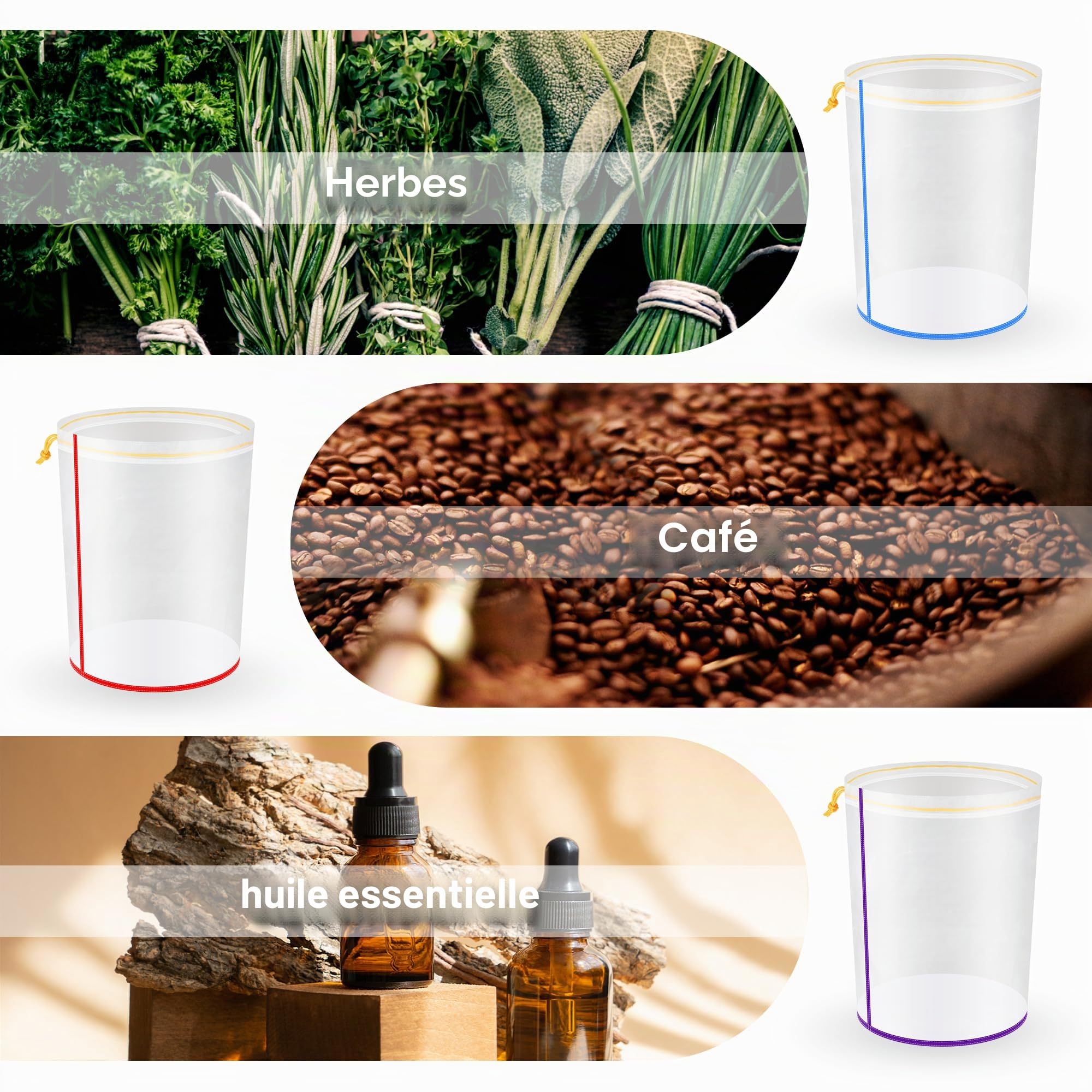 Hyindoor Bubble Bag 5 Gallon 5 Sacs d'extraction d'extraits de Plantes Bubble Hash Bag en Maille avec écran de Pression et Sac de Rangement