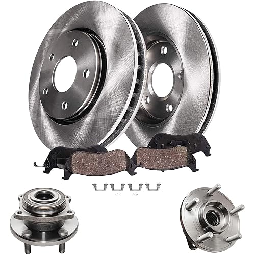 Detroit Axle - Front Brake Kit for Chrysler 200 Sebring Dodge Avenger Disc Brake Rotors Ceramic Brakes Pads Wheel Bearing Hubs Assembly Replacement [11.57" inch Rotors]