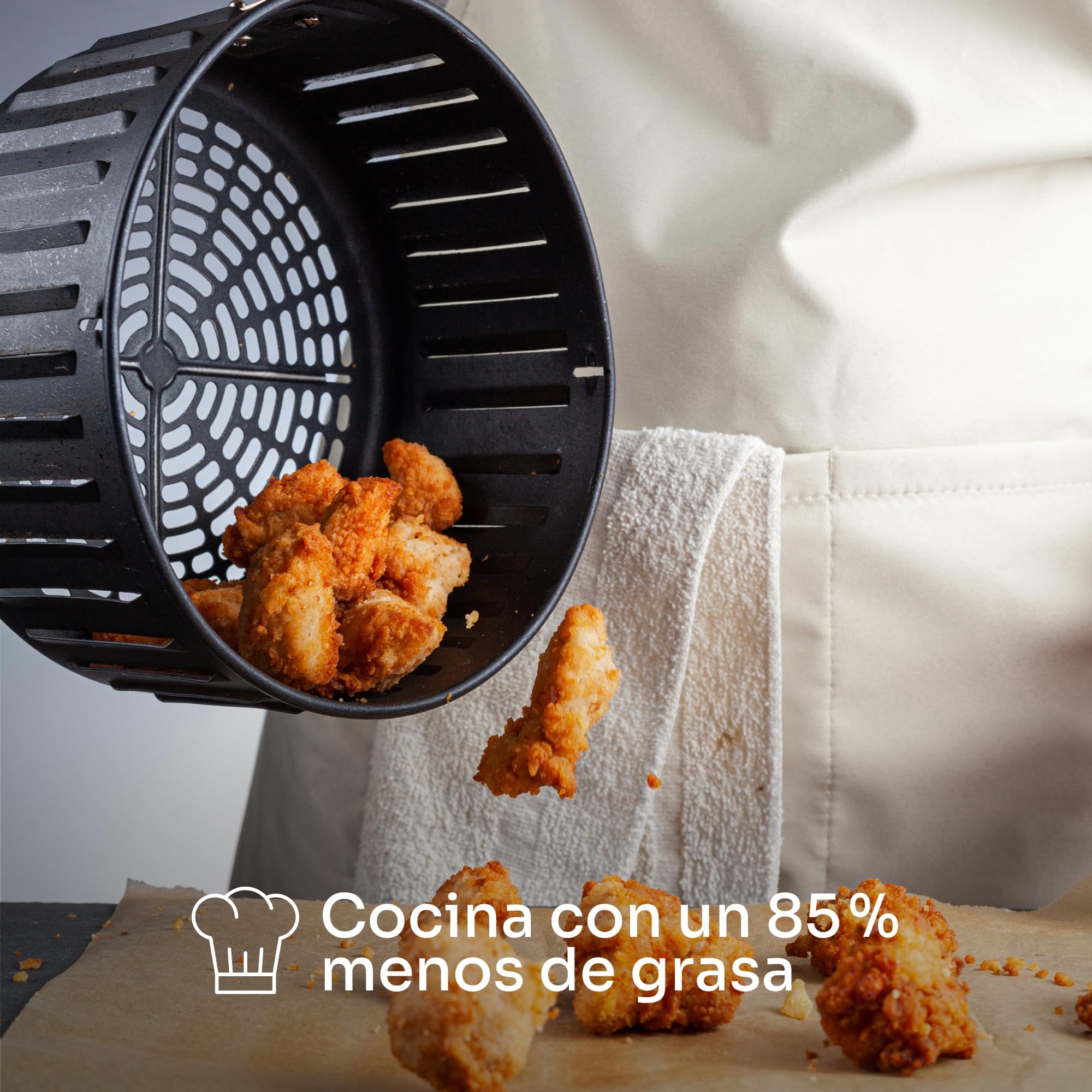 Mellerware - Freidora sin Aceite Crunchy Medium 1000W, 3,5 l, Temporizador Programable, Air Fryer 80-200ºC, Sin BPA/PFOA, Freidora de Aire Análogica, Negro