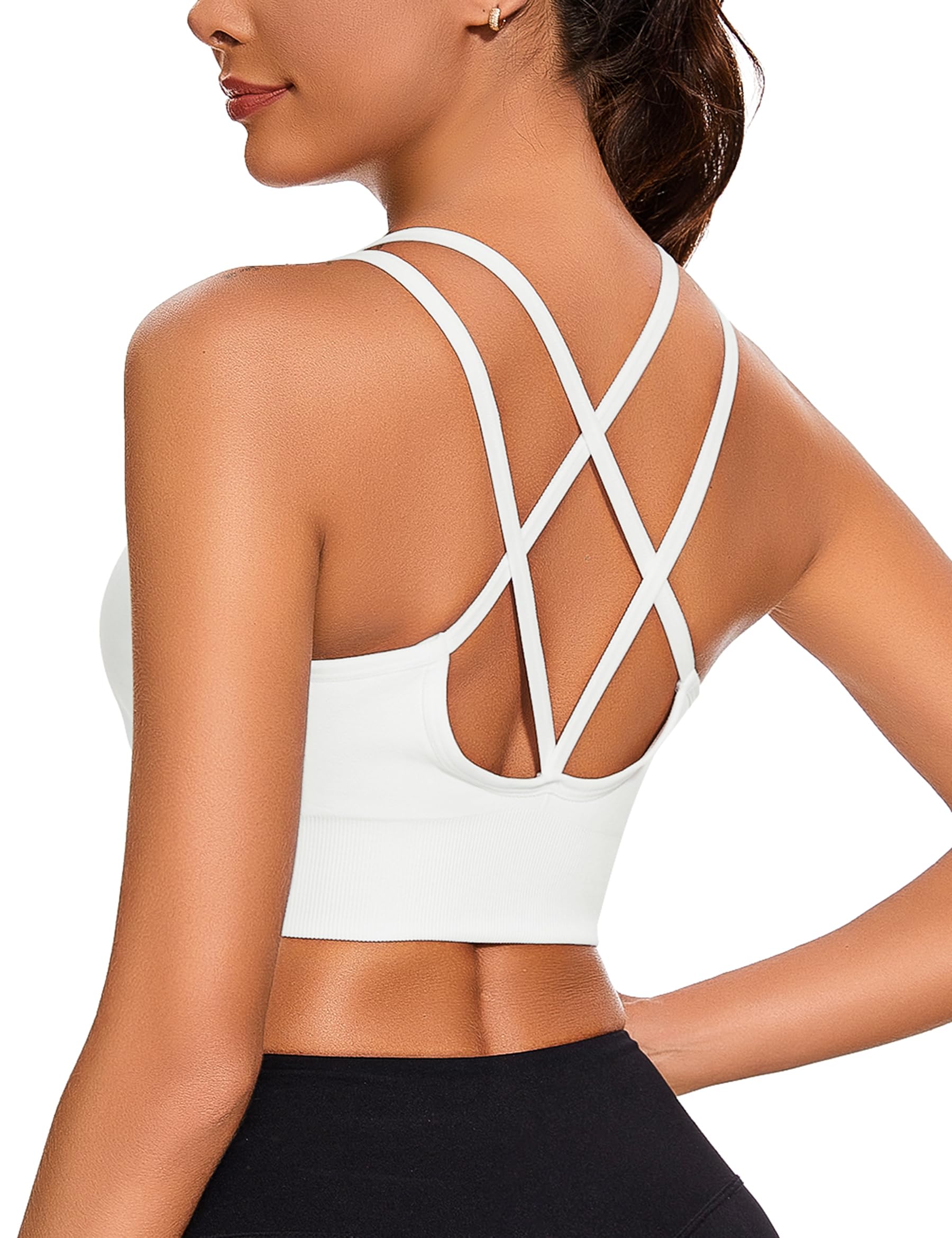 Leversic Reggiseno Sportivo Donna Top Sportivo Donna Reggiseno Scollo a V Imbottito Reggiseni Senza Ferretto Top Palestra Donna Fitness per Yoga Jogging Gym S-XL
