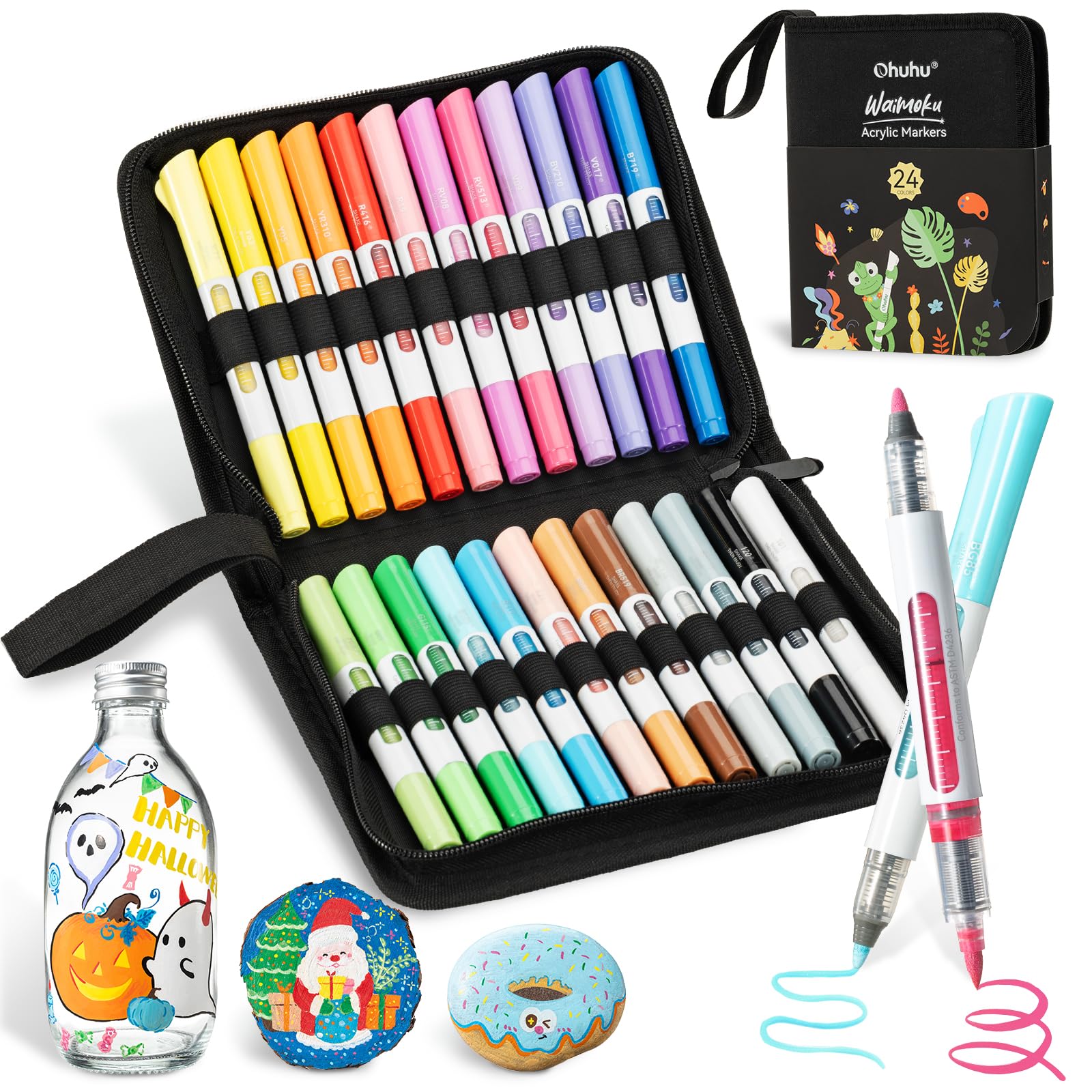 彩り広がる創作の世界へ!Ohuhu直液式アクリルマーカー24色セット