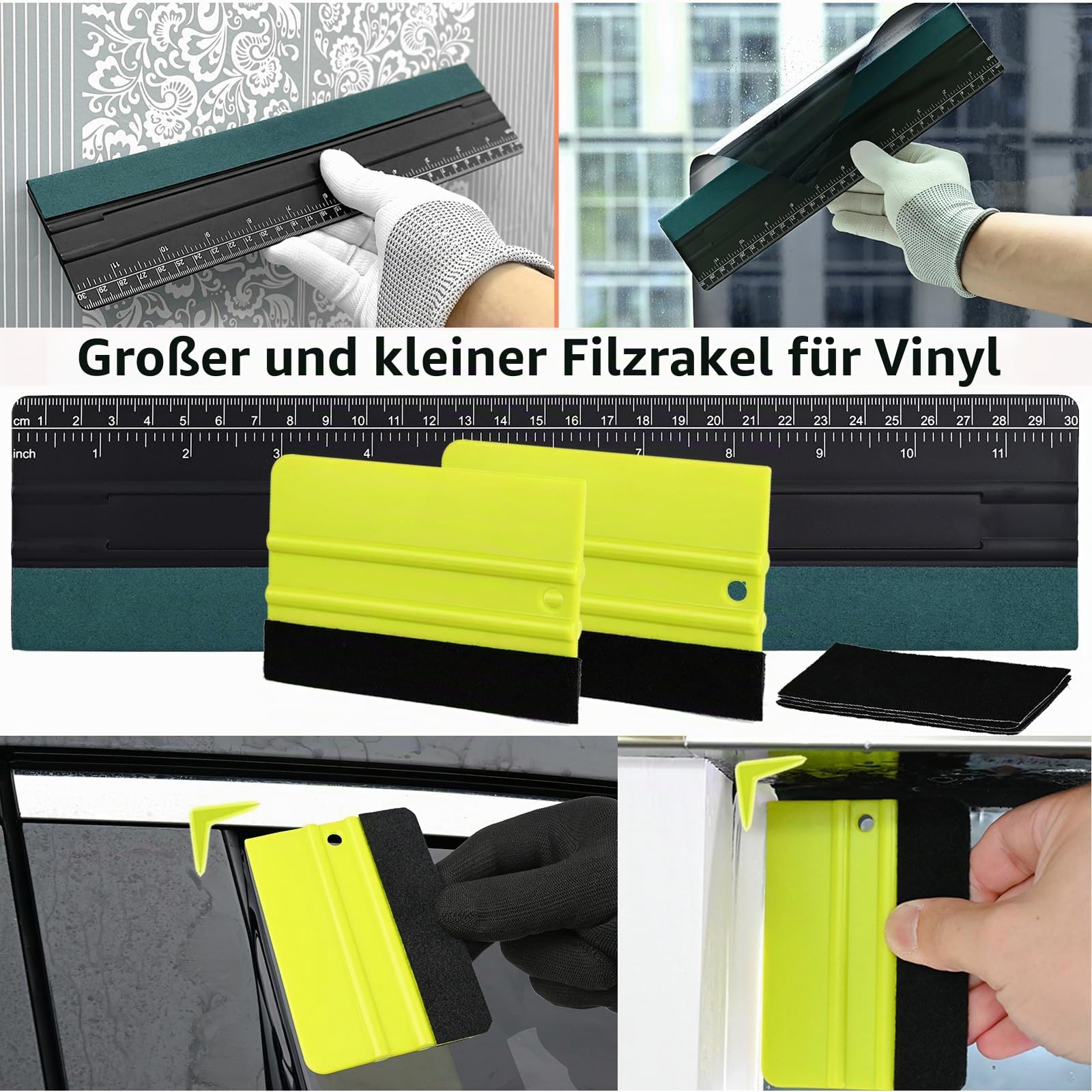 EHDIS Folierungs Werkzeug Set, Rakel Set für Folie, mit Bulldozer Rakel, Filzrakel, Scheibenabzieher Auto, Cuttermesser, Micro Rakel, für Fensterfolie, Tönungsfolie Auto, Auto Folierung