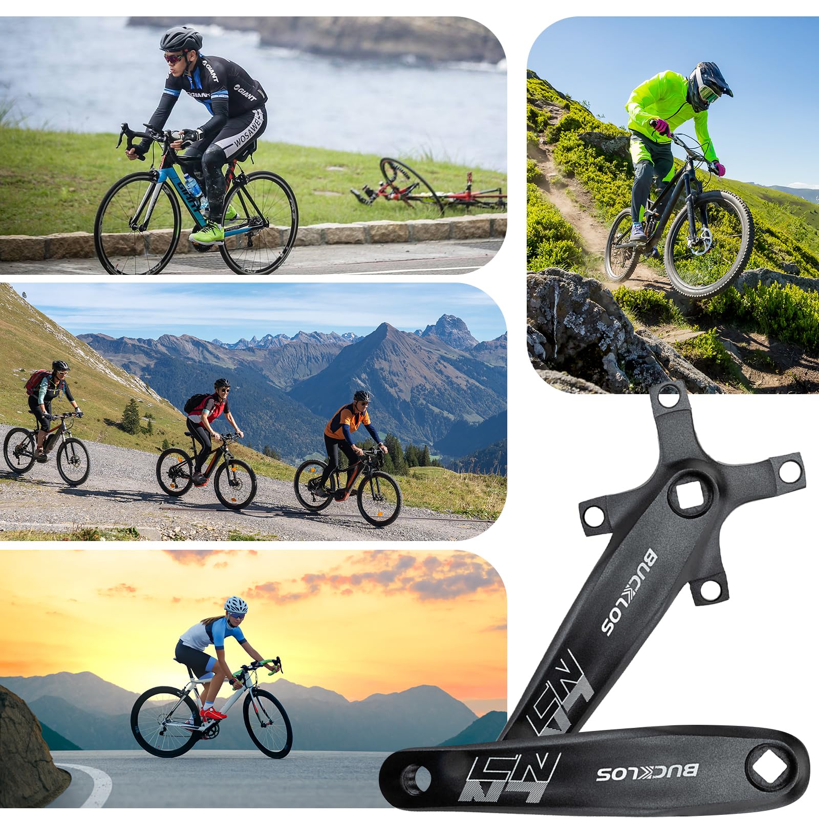Amazon | BUCKLOS MTB クランクセット スクエアテーパー 22/24/26/32