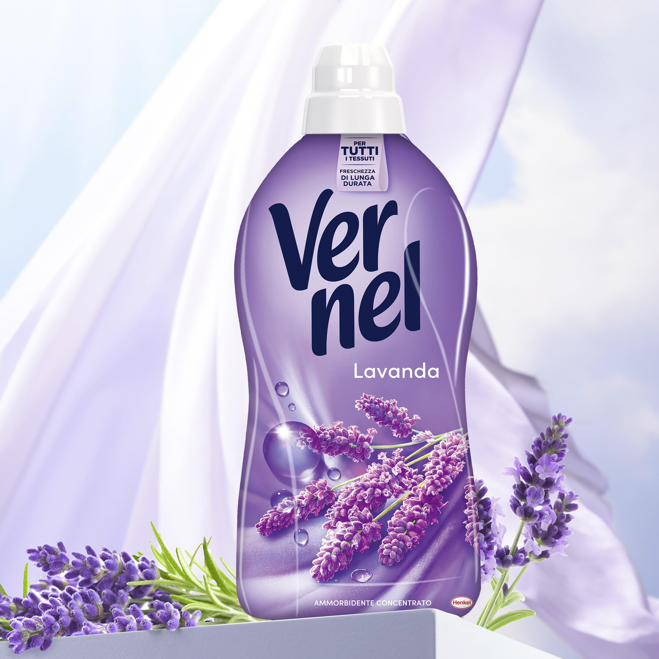 Ammorbidente Concentrato Vernel Lavanda (10 x 48 lavaggi), Ammorbidente Concentrato per Tutti i Tessuti, Morbidezza Irresistibile e Freschezza di Lunga Durata