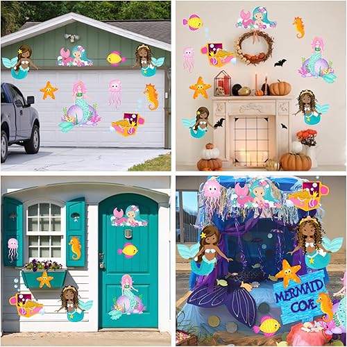 Miniatura 5 de Kit de decoración de coche para maletero o golosina, 9 piezas de decoración de Halloween, decoración de sirena para auto, garaje, arco, hogar, al