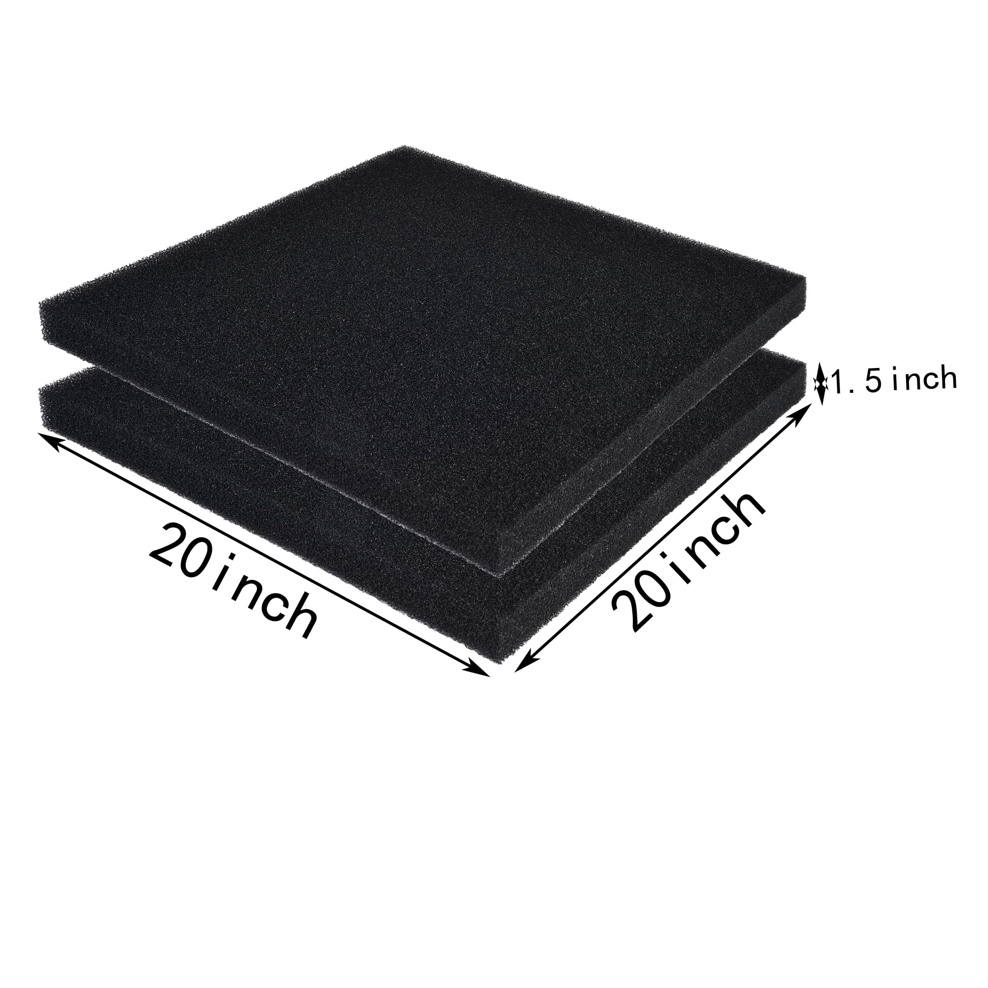 Hipanda 2 Pack Aquarium Bio Filter Sponge Pad 20"x20"x1.5",20PPI, Bio Filter Media Foam Pad Sponges, Cut-to-Size Open Cell Foam Sheet for Fish Tank - image 2