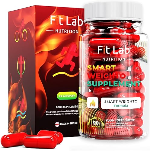 Fit Lab - Control inteligente de pesas, suplemento alimenticio - 90 cápsulas - Suplementos veganos, halal y vegetarianos para mujeres y hombres - 45