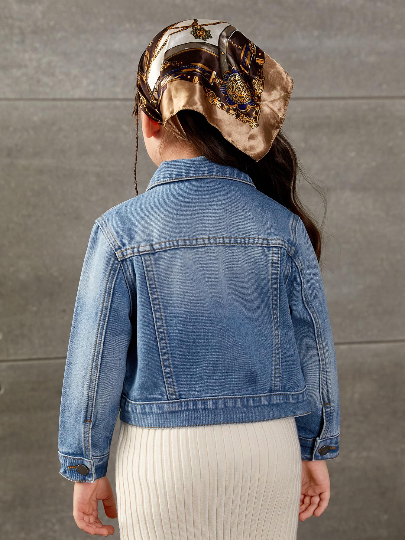 Floerns Chaqueta vaquera básica vintage de manga larga con botonadura simple para niña