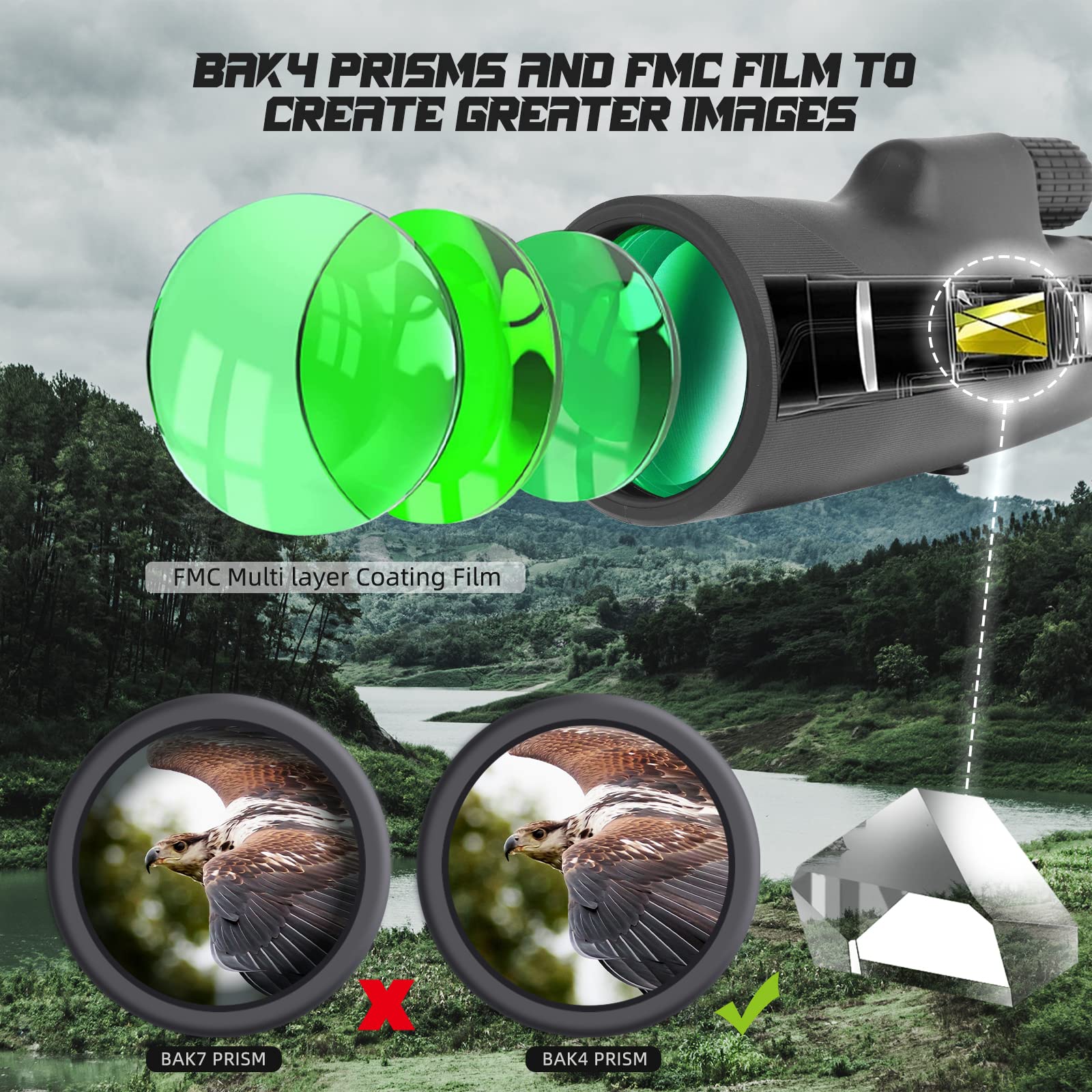 Télescope Monoculaire,Monoculaire 10-30X50 Zoom HD,Télescope Monoculaire à Prisme FMC BAK4 Haute Puissance avec Adaptateur de Téléphone à Bandoulière pour Observation des Oiseaux Chasse Camping