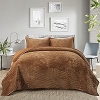 Vista 13 de NEWLAKE conjunto de 3 piezas de cubrecama de algodón rayado estilo Jacquard en Patchwork, Algodón, Azul, gemelo