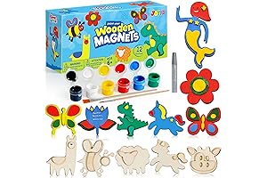 JOYIN 12 pcs Wooden Magnets Craft Kit for Kids 4-6