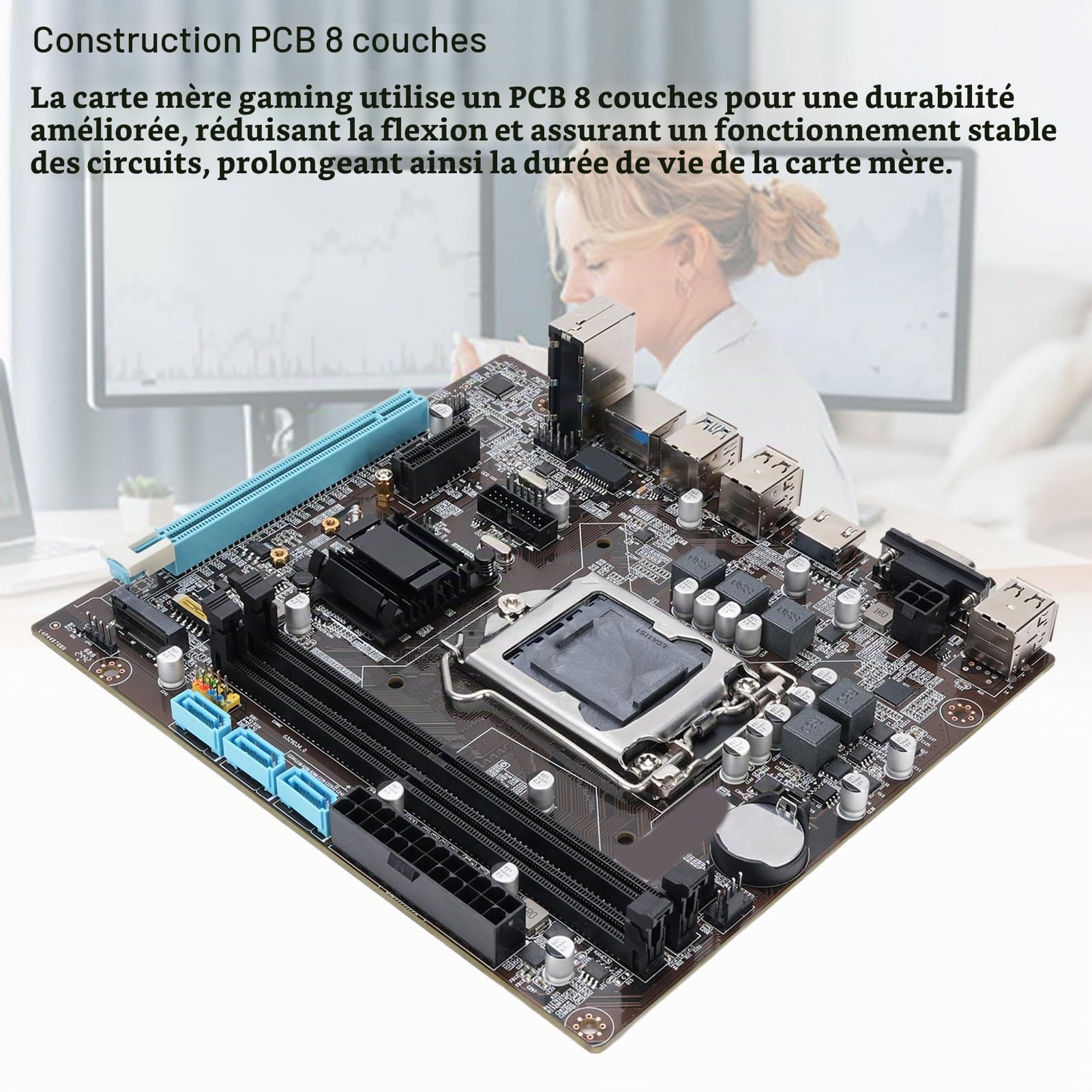 Elprico LGA 1151 Motherboard, H110 (6th / 7th / 8th Gen) Gaming Desktop Motherboard, DDR4, NVME/NGFF M.2, SATA3.0 6 Go pour Core I7 8700,8700K, I5 8600k, 8600,8500,8400, I7 7700k, I7