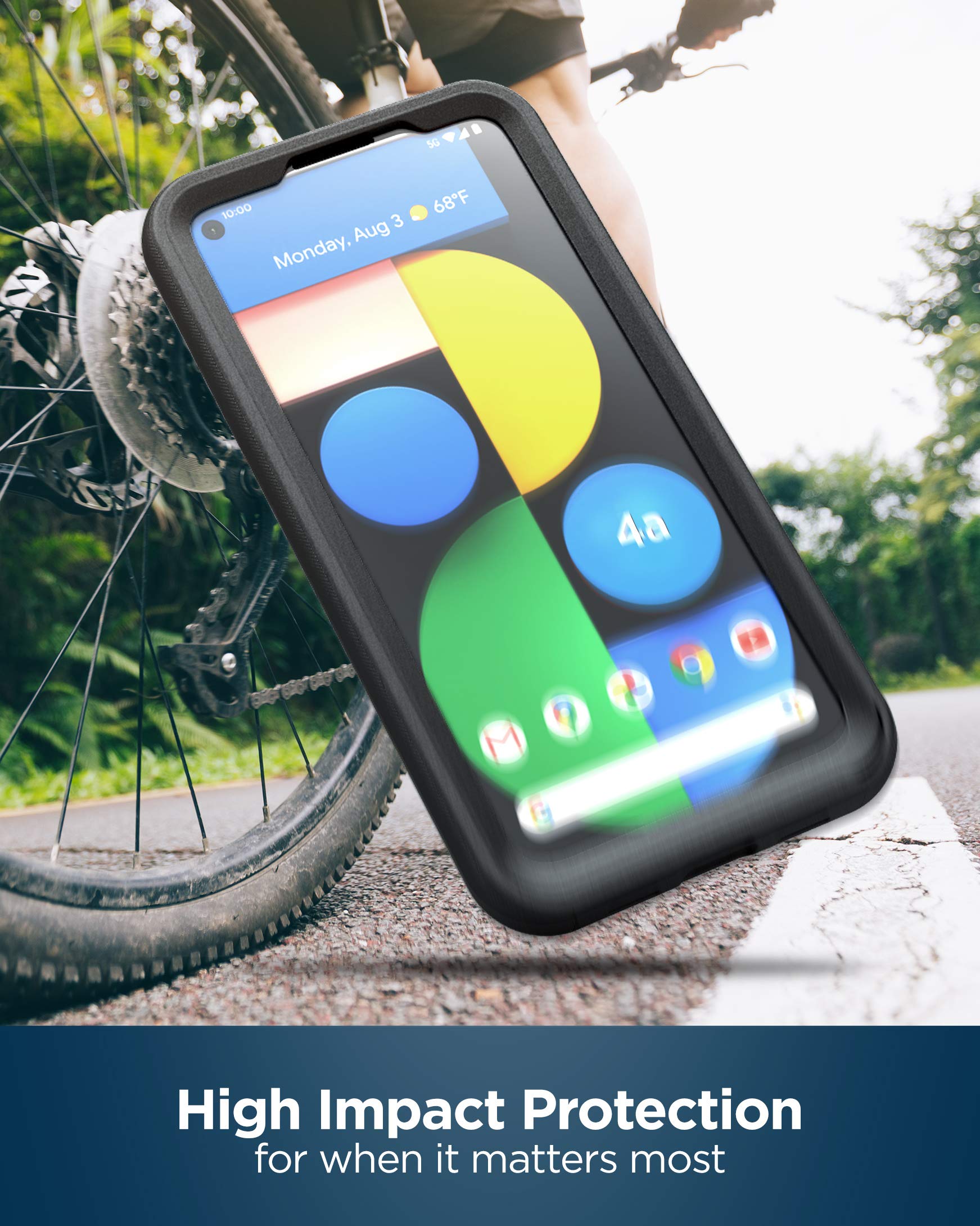 ENCASED RebelShield Designed for Pixel 4a 5G Case with Screen Protector, Heavy Duty Full Body Protective Cover with Build-in Screen Guard for Google Pixel 4a 5G - Black