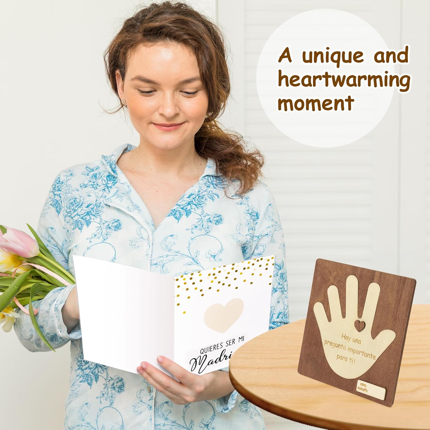 CJiangpo Will You Be My Godmother Proposal Gift, Wooden Palm Design Madrina Proposal in Spanish Godmother Asking Card Gifts Ideas from Godchild, Baptism Present Baby Shower Keepsake - Image 6