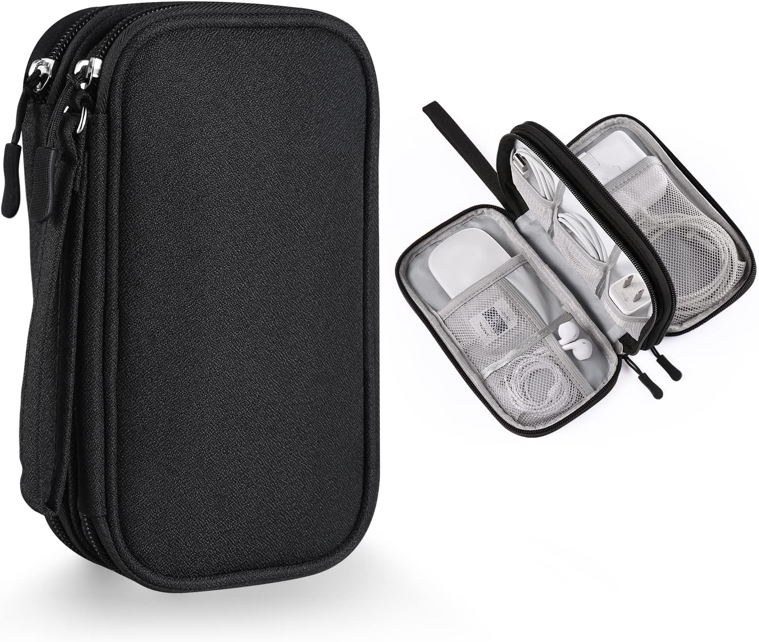 Travel Tech Kit, Universal Carrying Organizer Case Bag for Small Electronics and Accessories, Waterproof (Black)
