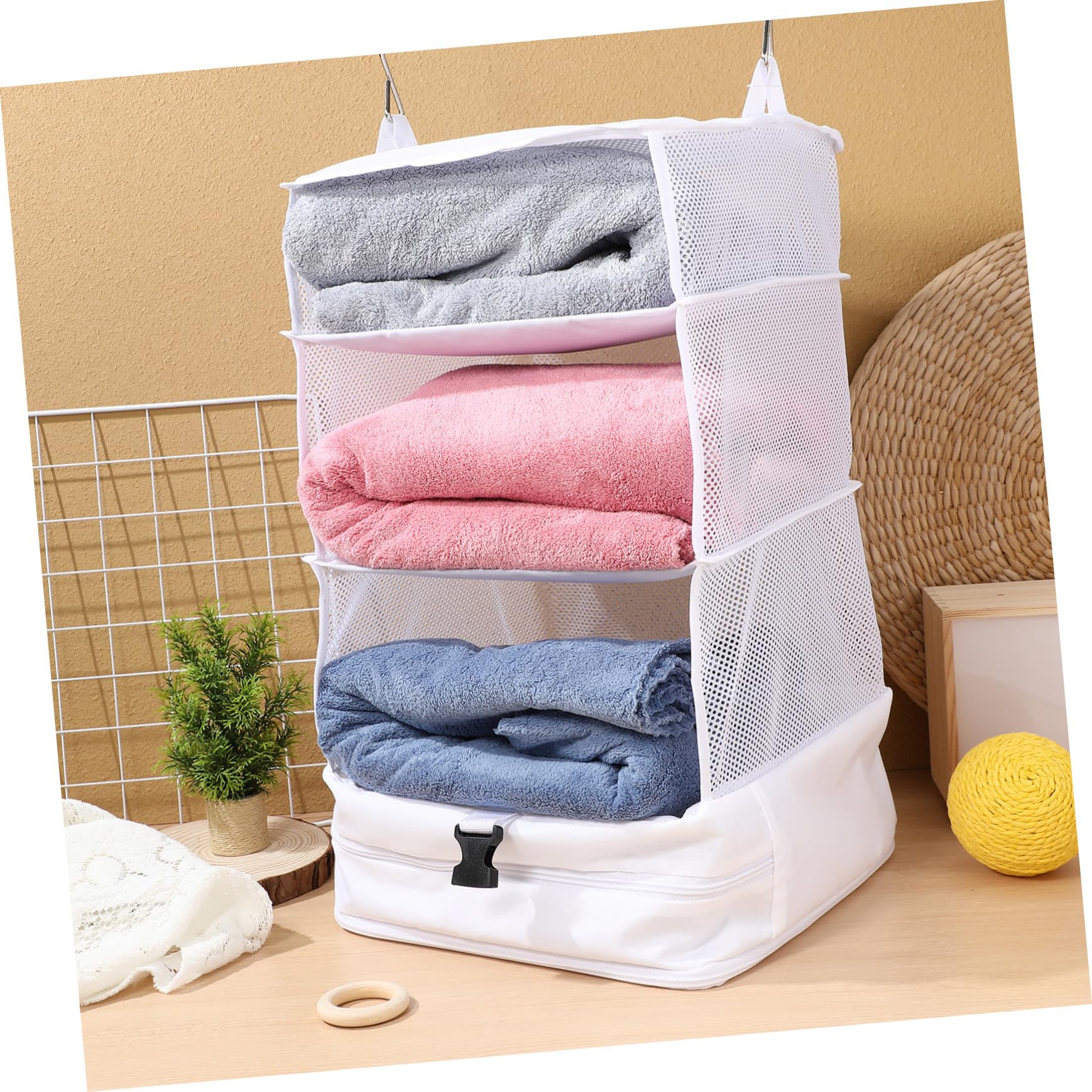 Toyvian Organizador Colgante Blanco, Ahorro de Espacio y Múltiples Compartimentos de 3 Capas Tela Oxford para Armario para Almacenamiento Diario y Viaje
